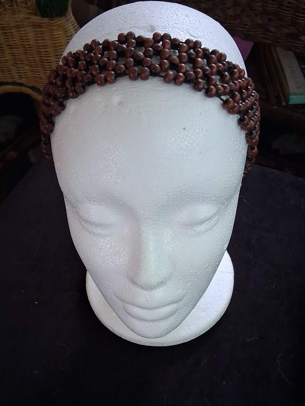 Brown Wooden Beaded Headband Or Choker